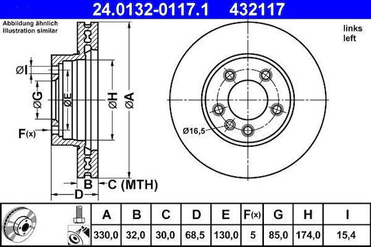 Brake Disc Vw Touareg 7la 7l6 7l7 Ate 24013201171