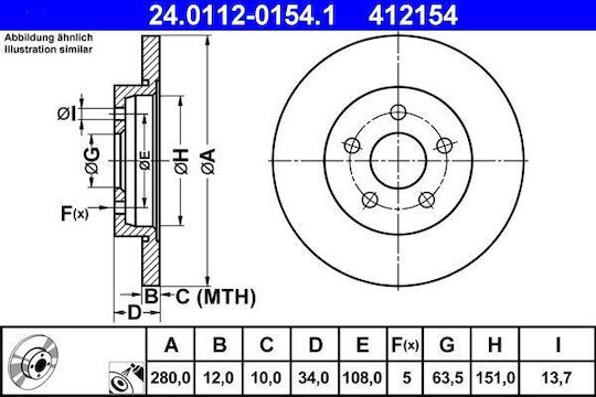 Brake Disc Ford Mondeo Iii B5y Ate 24011201541