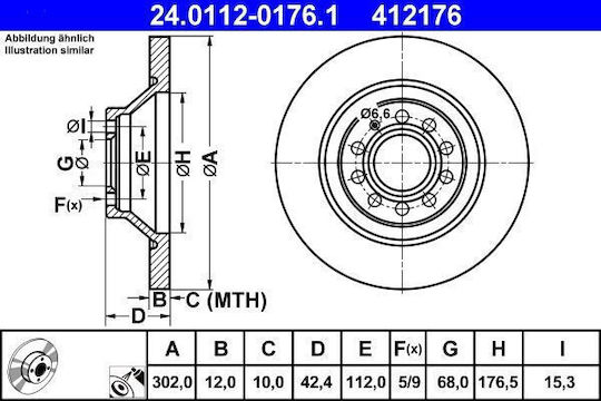 Brake Disc Audi A6 Allroad 4fh C6 Ate 24011201761