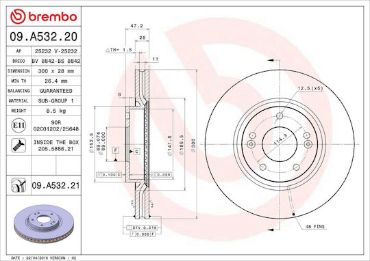 Hyundai I30 Fd Brembo Brake Disc 09a53221