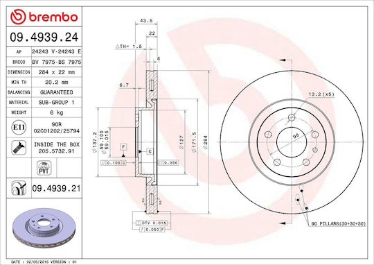 Fiat Doblo Microbus 263 152 Brembo 09493921 Bremsscheibe