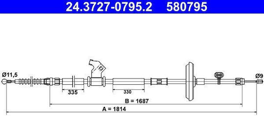 Handbremsseil Chevrolet Cruze J300 Ate 24372707952