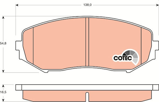Front Brake Pad Set Supplements Trw Automotive Suzuki Grand Vitara II 1.6-3.2 54.8mm Height 138.0mm Width 16.5mm Thickness