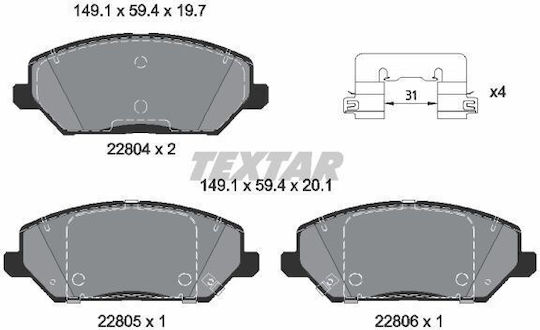 Set Plăcuțe de Frână Față Textar Hyundai I30 Kia Ceed ProCeed XCeed 1.0-2.0 11.16