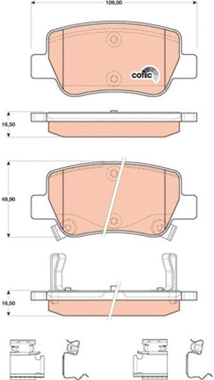 Trw Rear Brake Pad Set Toyota Avensis 1.6-2.2d 11.08-10.18 Height 49.9mm Width 109.0mm Thickness 16.5mm