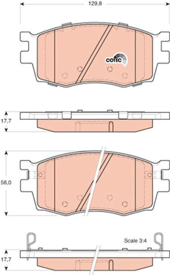Front Brake Pads Set Trw Automotive Hyundai Accent Iii I20 I Kia Rio Ii 1.2-1.6 Height 56.0 Mm Width 129.8 Mm Thickness 17.7 Mm