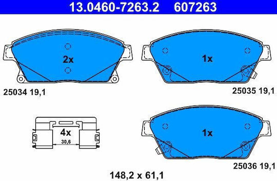 Ate Brake Pad Front 4pcs for Chevrolet Cruze / Orlando / Trax / Volt Opel Ampera / Astra / Mokka / Zafira