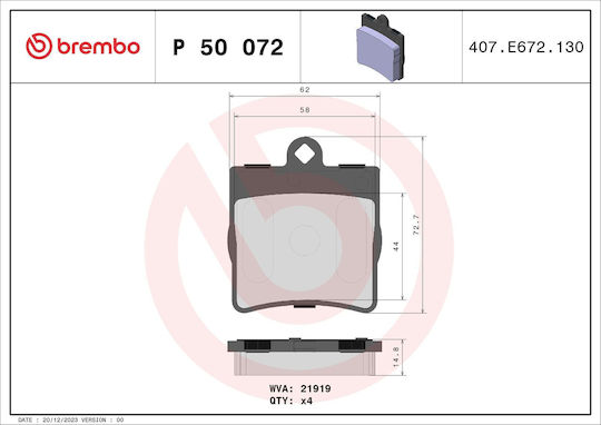 Brembo Σετ Τακάκια Πίσω για Mercedes-Benz SLK