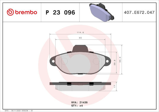 Brembo Σετ Τακάκια Εμπρός για Fiat Cinquecento / Panda / Punto / Seicento