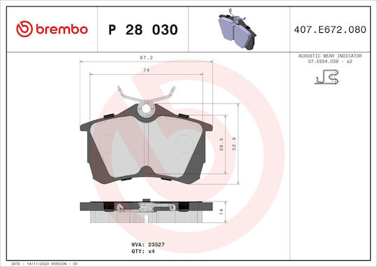 Brembo Σετ Τακάκια Πίσω για Honda Accord