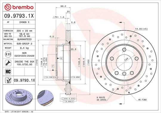 Bmw 3 Touring F31 Brembo 09.9793.1x Brake Disc