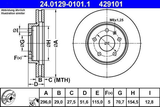Chevrolet Captiva C100 C140 Ate 24012901011 Bremsscheibe