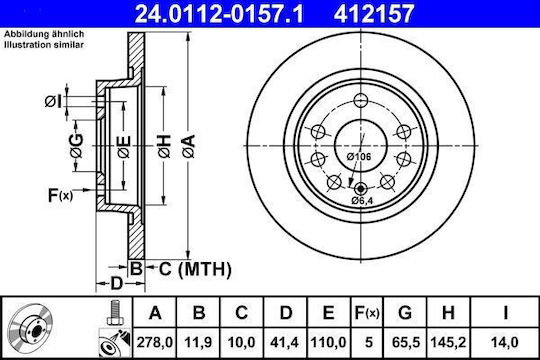Brake Disc Fiat Croma 194 Ate 24011201571