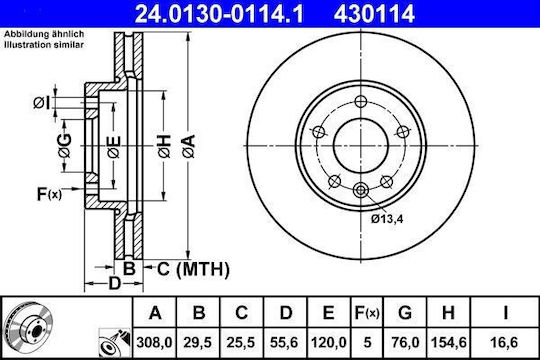 Vw Multivan V 7hm 7hn 7hf 7ef 7em 7en Brake Disc Ate 24013001141