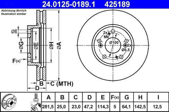 Honda Fr-v Be Дискови спирачки Ate 24012501891