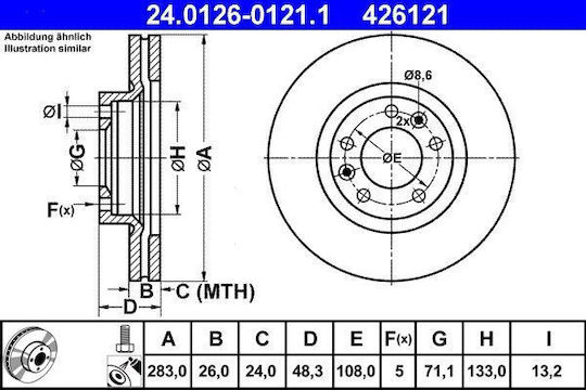 Brake Disc Peugeot 407 6d Ate 24012601211