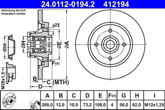 Disc de frână Citroen Berlingo B9 Ate 24011201942
