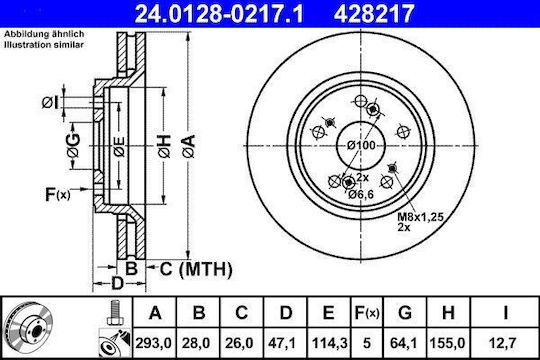 Honda Cr-v Iii Re Ate 24012802171 Brake Disc