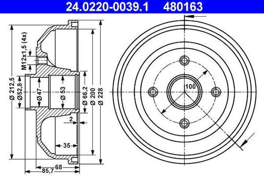 Opel Corsa C F08 F68 Brake Drum Ate 24022000391
