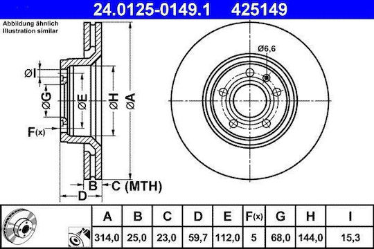 Brake Disc Audi A6 4f2 C6 Ate 24012501491