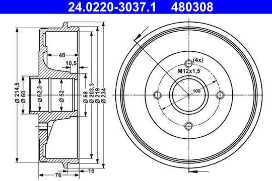 Brake Drum Renault Twingo Ii Cn0 Ate 24022030371
