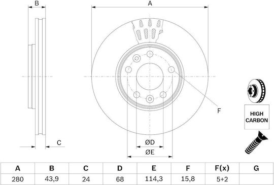 Bosch Σετ Δισκόπλακες Εμπρός 2τμχ για Renault Fluence / Grand Scenic / Laguna / Megane / Scenic