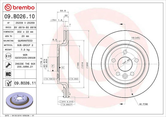 Bremsscheibe Volvo Xc60 Brembo 09b02611