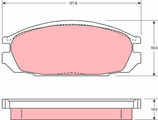 Trw Automotive Rear Disc Brake Pad Set Nissan Patrol Gr Iv Vanette 2.0d-4.2d Height 50.5mm Width 127.8mm Thickness 19.0mm