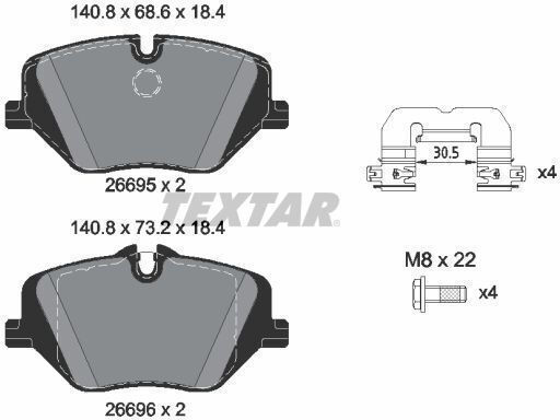 Textar 2669501 Brake Pad Set Disc Brake