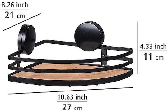 Wenko Corner Wall Mounted Bathroom Shelf Metallic 27x21x11cm Black