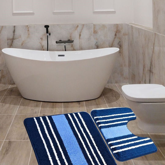 Kotonia Home Non-Slip Bath Mats Set Blue 50x80cm 2pcs