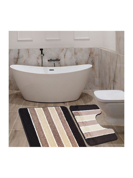 Kotonia Home Antiderapant Set Covorașe de Baie Maro 50x80buc 2buc