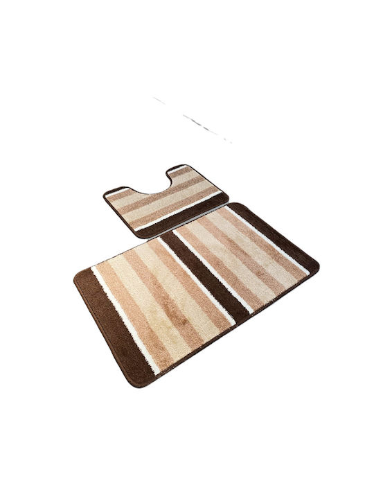 Kotonia Home Antiderapant Set Covorașe de Baie Maro 50x80buc 2buc
