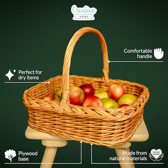 Creative Decorative Basket Wicker with Handles Beige 55x42cm