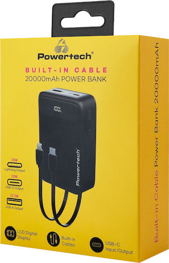 Powertech PT-1504 Power Bank 20000mAh 22.5W με Θύρα USB-A Power Delivery / Quick Charge 4.0 Μαύρο