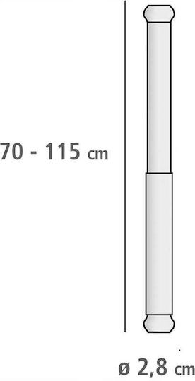 Wenko Pliere Bară de Perdea de Duș Drepti Plastic Argintiu Φ28mm 115εκ.