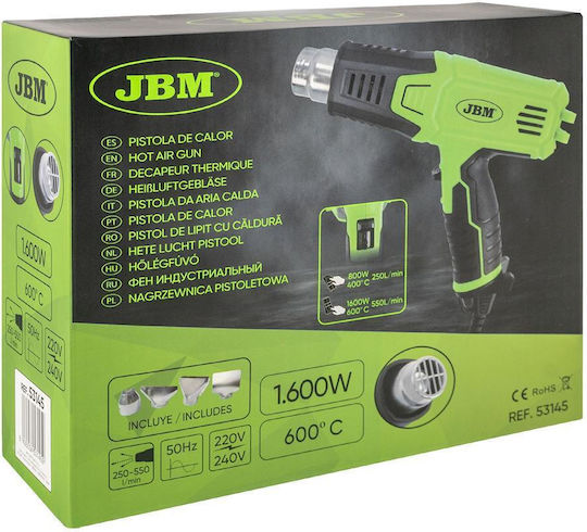 JBM Heat Gun 2000W with Maximum Temperature 600°C 53145