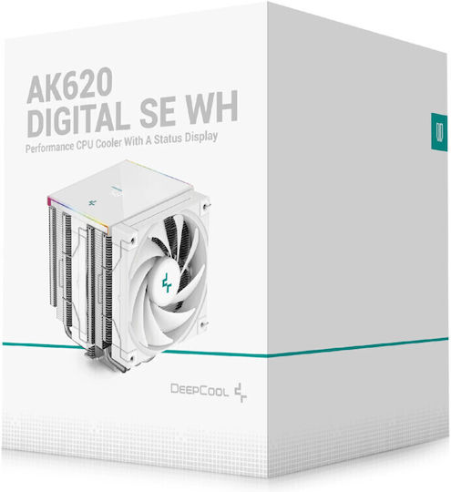 Deepcool AK620 Digital SE Dual Fan CPU Cooling with RGB for AM4/AM5/1200/115x Socket White