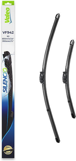Valeo Jointless Wiper Blade Front Spoiler 2pcs Vf942 Silencio Xtrm 650mm/380mm Renault Captur I 06.13