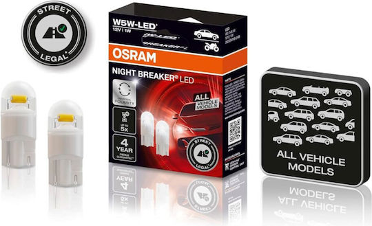 Osram Лампи Автомобила Night Breaker W5W / W2.1X9.5D LED 6000К Хладно бяло 12V 1W 2бр