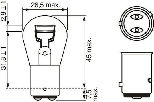 Bec 12V P21/4W 21W 4W Pure Light Set 10 Bucăți Bosch