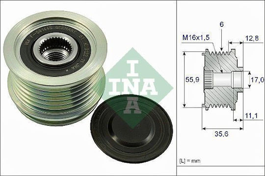 Freewheel System Generator INA Alternator Bearing for Audi A3 A4 B5 B6 B7 A6 C5 C6 Tt Seat Skoda 1.6 1.8 2.0 07.00