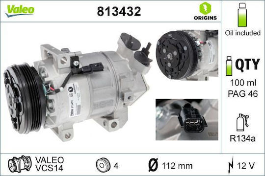 Valeo Air Conditioning Compressor for Dacia Logan II Sandero II Renault Stepway II 1.2/1.2LPG 10.12 12V R134a 112mm 4 Grooves Page 46