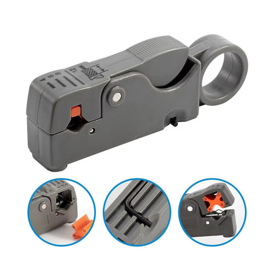 Xtendlan Coaxial Cable Stripper 3 Blades RG-58 59 62 Stripping Distances 4mm 8mm