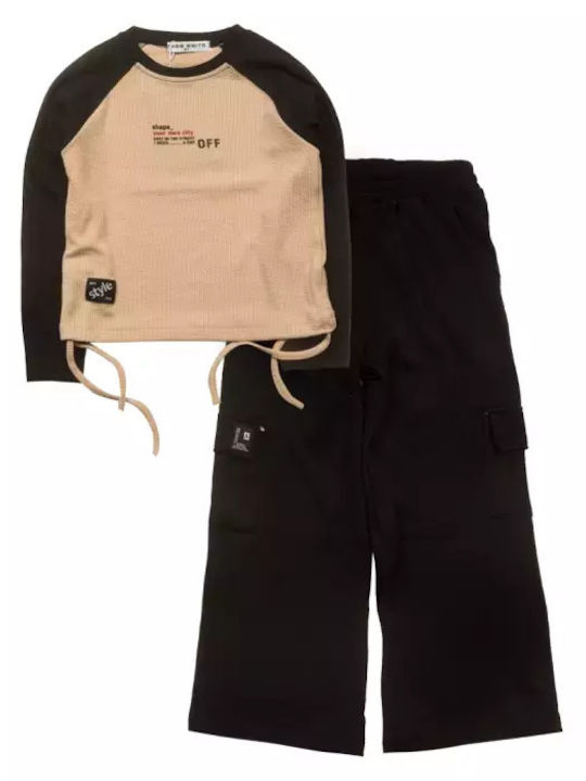 Kinder-Set mit Hose Winter 2Stück Beige-black
