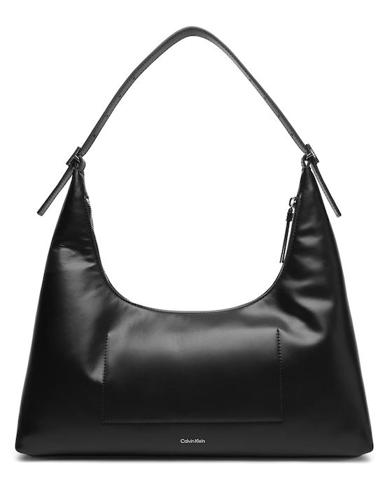 Calvin Klein Leather Emblem Shoulder Bag Γυναικεία Τσάντα Δερμάτινη