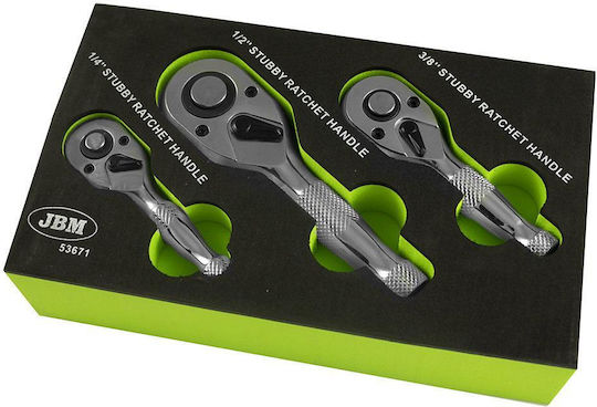 JBM Ratschen Mini 72 Zähne mit Vierkant 1/2" / 1/4" / 3/8" Länge 8.5cm.