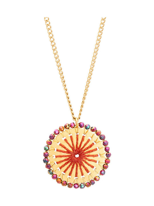 Halskette Rosette Vergoldet Bordeaux