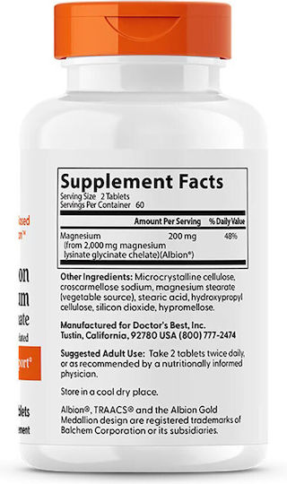 Doctor's Best High Absorption Magnesium 120 tabs