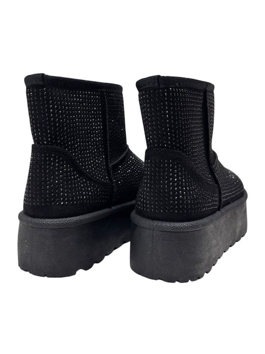 Stiefeletten Damen mit Pelz Schwarz